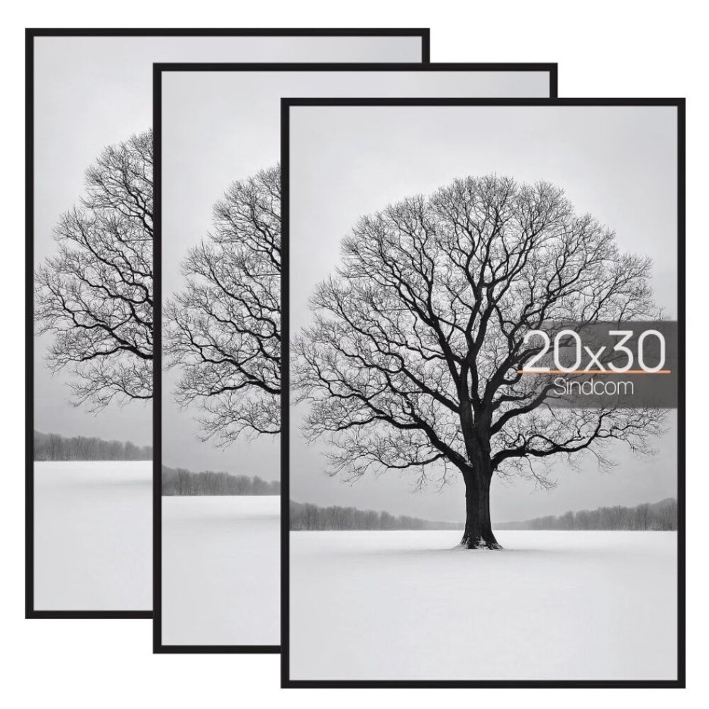 Sindcom - SET OF 3, 20x30 Poster Frame, Black, Open Box
